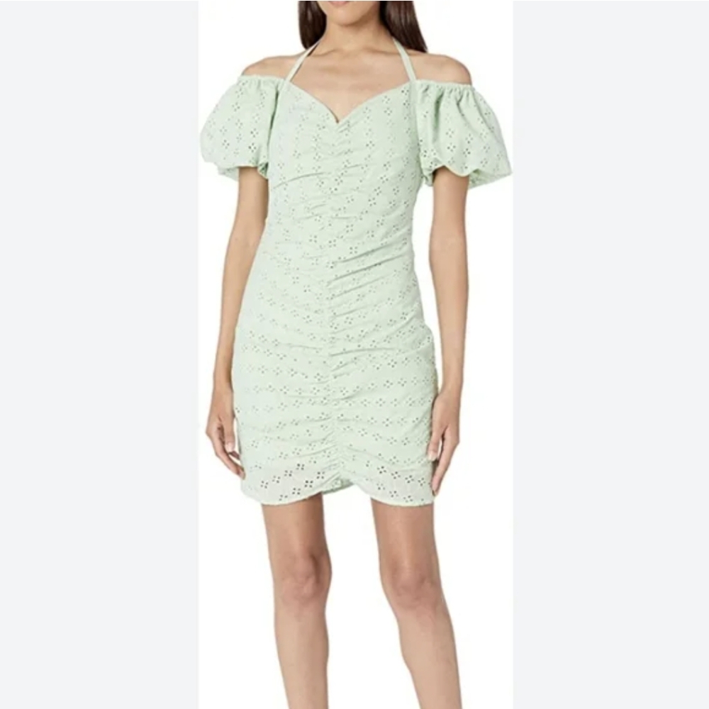 BCBGeneration Eyelet Halter Neck Dress Mint Green Size 2